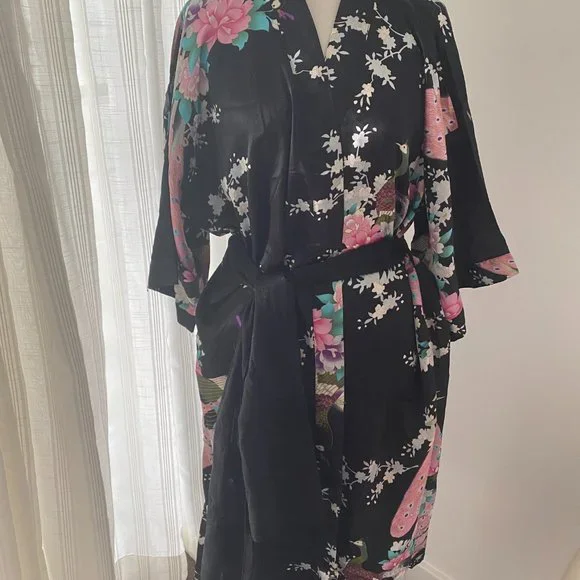 AS NEW SAM WELL SILK LONG ROBE/KIMINO JACKET - ONE SIZE - Picture 4 of 16
